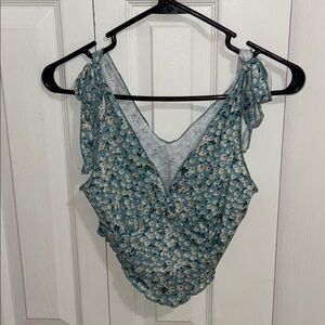 Floral Blue Sleeveless Top